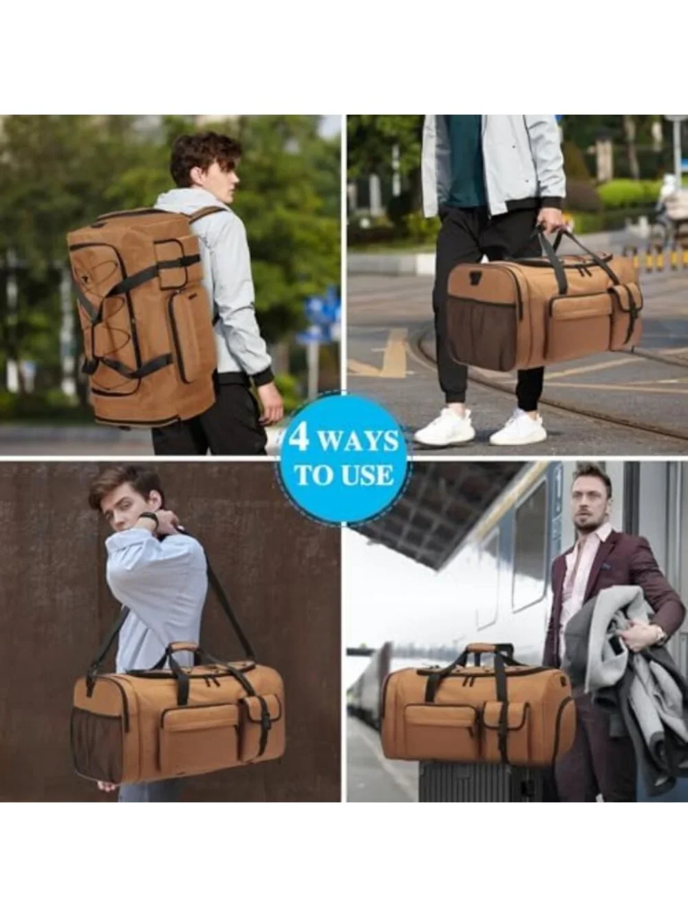 Large 70L Duffle Bag Backpack for Travel, Heavy Duty Gym Bag with Shoe